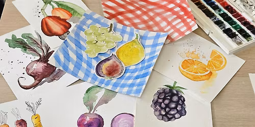 Watercolour Class : Still Life Summer Fruits on Gingham