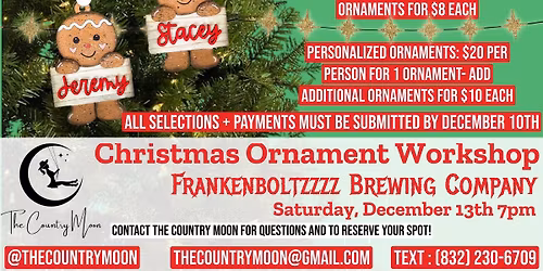 Christmas Ornament Workshop at Frankenboltzzzz