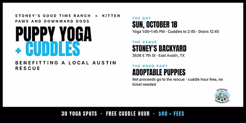 Puppy Yoga + Cuddles at Stoney's Benefitting a Local Austin Rescue