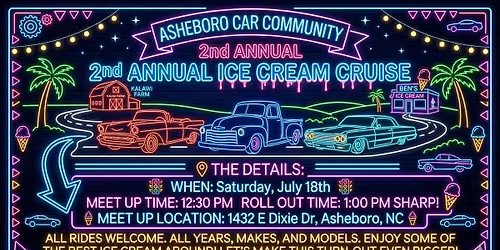 Asheboro Car community\u2019s 2nd Annual Ice Cream Cruise to Kawali Farms