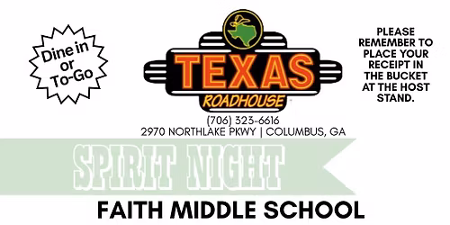 Faith Middle School Texas Roadhouse Spirit Night