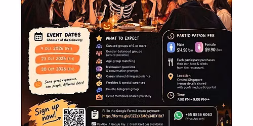 SG Chills Dinner with Strangers \u2013 TGIF Edition on 23 Oct Halloween Special