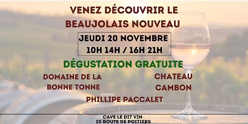 DEGUSTATION GRATUITE BEAUJOLAIS NOUVEAU