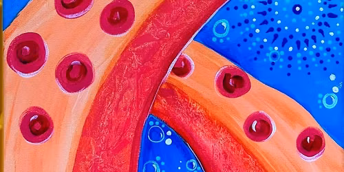 "Marcellus Mandala" A Remarkably Bright Acrylic Painting Canvas Class with Connie at Claytopia