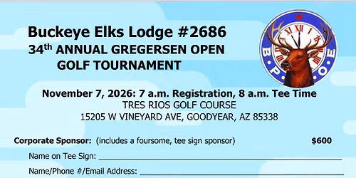 34th Annual Gregersen Open Golf Tournament - Sat, Nov 7