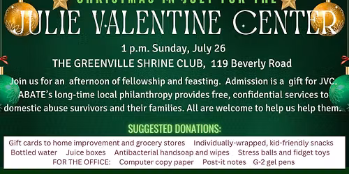 July monthly meeting and luncheon and JVC donations