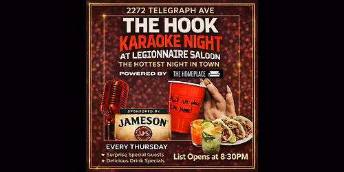 The Hook Karaoke @ Legionnaire Hosted by The Homeplace.