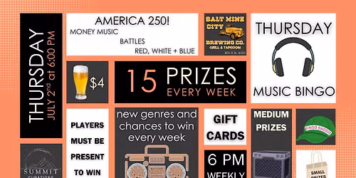 Thursday Music Bingo at Salt Mine City Brewing Co.