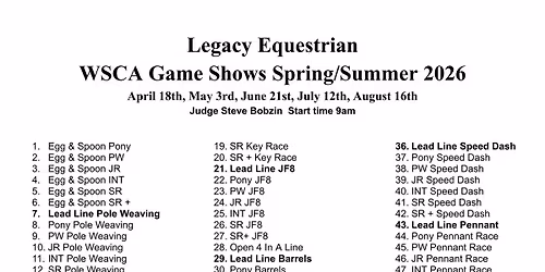Legacy Equestrian July 12th WSCA Game Show 
