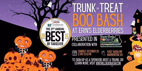 Trunk or Treat Boo Bash at Erin's Elderberries in Collaboration with Fauquier County Parks and Rec