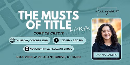 Utah County - The Musts of Title #IYKYK