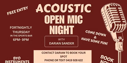 Acoustic Open Mic Night in the Sports Bar 