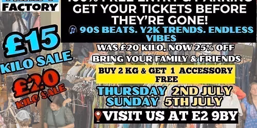 Thrift Factory London Vintage Kilo Sale \u00a315\/kg | Y2K & 90s Fashion Pop-Up