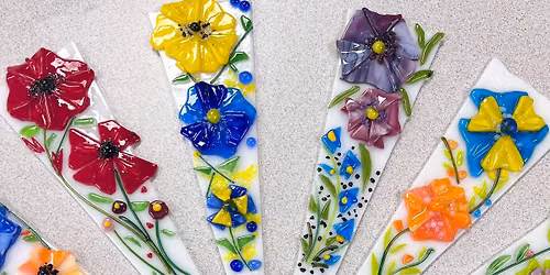 6\/19 Fused Glass Flower Stakes Class