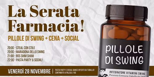 La serata "Farmacia" - lezioni tematiche, pasta party e social dance!