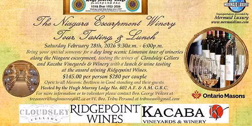 The Niagara Escarpment Winery Tour, Tasting, and Lunch