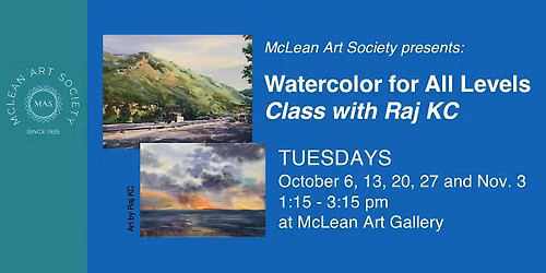 Watercolor for All Levels by Raj KC (5 sessions, October-November)