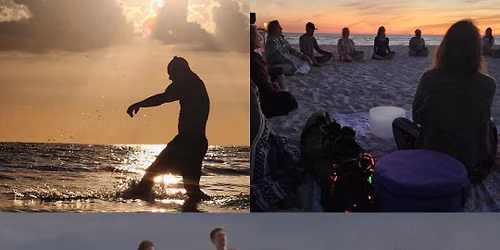 Silent Disco full moon Ecstatic Dance at sunset on the beach