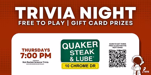 Greenville Trivia Night | Quaker Steak & Lube (10 Chrome Dr)
