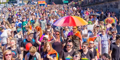 politisches Stra\u00dfenfest zum 33. Christopher Street Day in Dresden