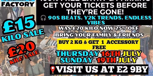 Thrift Factory London Vintage Kilo Sale \u00a315\/kg | Y2K & 90s Fashion Pop-Up