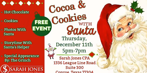 Cocoa & Cookies With Santa - At Sarah Jones CPA (FREE EVENT)