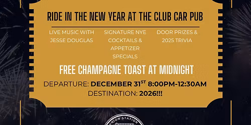 Ride in the New Year with The Club Car Pub \ud83c\udf87\ud83d\ude82