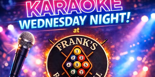 Son\u2600Rae KARAOKE\ud83c\udfa4WEDNESDAYS\ud83d\udc2bat FRANK'S\ud83c\udfb1RACK & GRILL in LEESBURG f\/ 7:30-11:30PM w\/ DJ\ud83c\udf99JEFF-fa-fa!