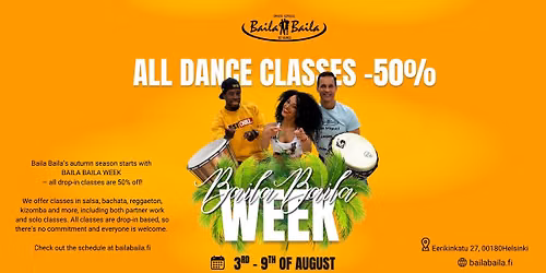 Baila Baila Week 3.-9.8.2026: All classes -50%!