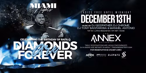 Miami Nights Presents Diamonds are Forever on December 13 at The Annex