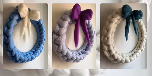 Spring Chunky Knit Merino Wreath with Bow