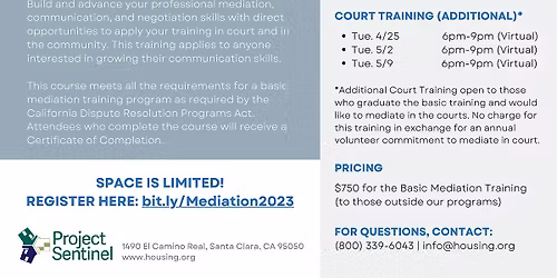 Basic Mediation & Conflict Resolution Course (April 25-May 7)