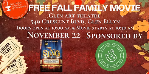 Free Fall Family Movie - Sing, sponsored by Glen Ellyn Newcomers & Neighbors