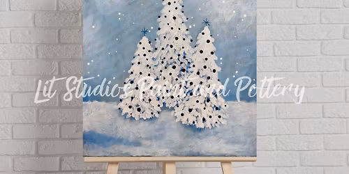 Blue Christmas Pines Paint and Sip Canvas Class