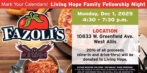Living Hope School Fundraiser at Fazoli's