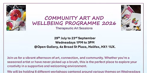 COMMUNITY ART AND WELLBEING PROGRAMME 2026 Therapeutic Art Sessions