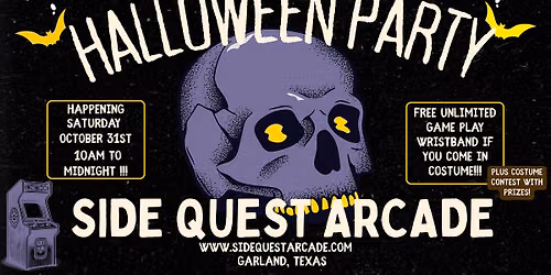 Side Quest Arcade Annual Halloween Party! Free gameplay with costume!!!!!!
