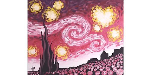 Swirling Skies Above a Field of Flowers - Paint and Sip in Houston | Classpop!\u2122
