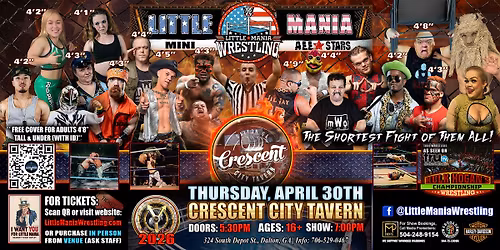 Dalton, GA - Little Mania Mini Wrestling @ Crescent City Tavern