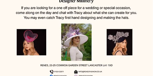 Tracy Wells Designer Millinery In-store pop up events at Renes