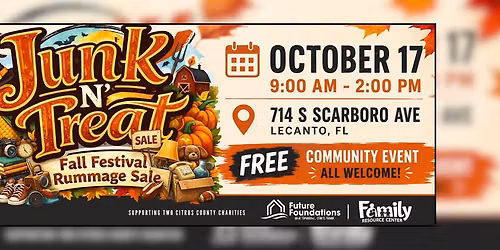 \ud83c\udf83\ud83c\udf42 JUNK N\u2019 TREAT \u2013 FALL FESTIVAL & RUMMAGE SALE! \ud83c\udf42\ud83c\udf83