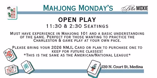 Mahjong Monday's Open Play at Bella