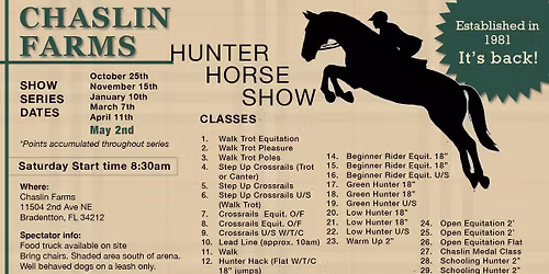 May 2nd Chaslin Farms Hunter Show Series