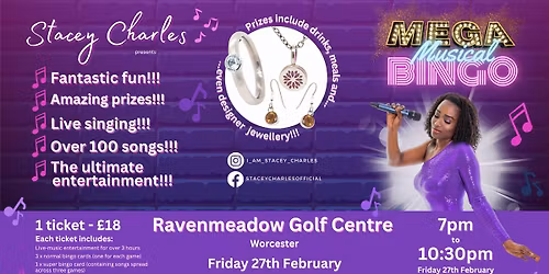 \u2b50MEGA\u2b50 Musical Bingo at Ravenmeadow Golf Centre (Worcester) - Friday 27th February 7pm