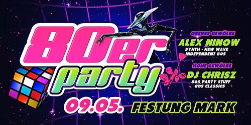 Die gro\u00dfe 80er Jahre Party mit \u201eSynth-New Wave\u201c-Floor
