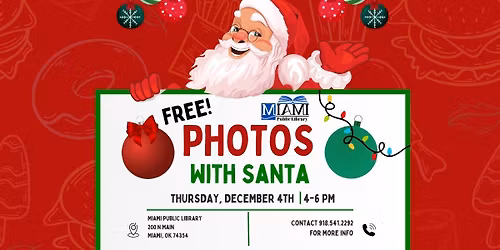 FREE photos with Santa at Miami Public Library