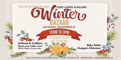 Annual Ladies Auxiliary Winter Bazaar