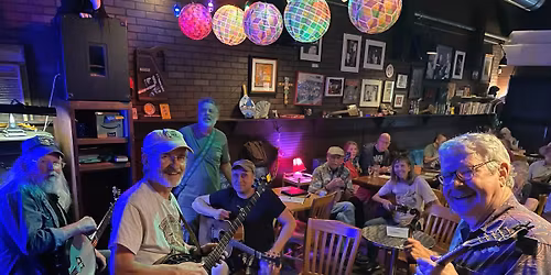 It's the monthly Blue Tavern bluegrass really happy hour jam, by gosh and by golly.