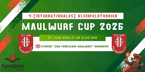 Maulwurf-Cup 2026 pr\u00e4sentiert von Apoldaer