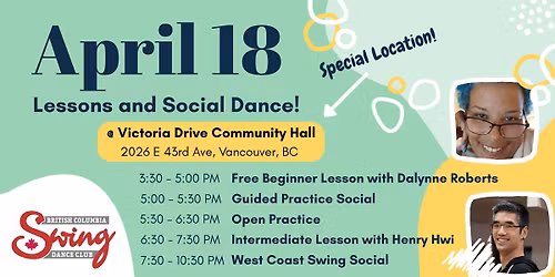 BC Swing Dance Club's April 18th Lessons and Dance!
